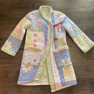 Vintage Quilt coat handmade patchwork quilted coat floral details